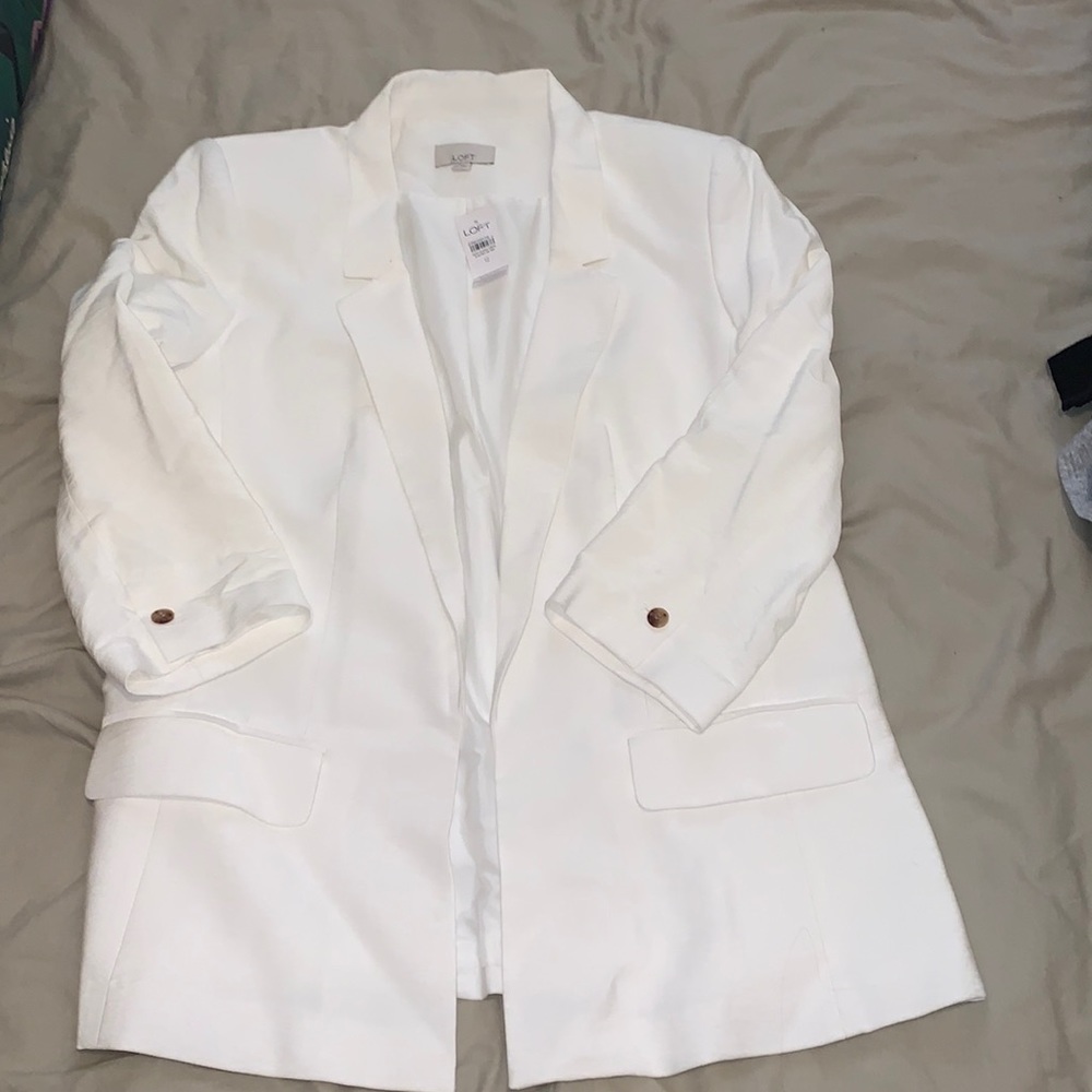 Loft White Linen Blazer